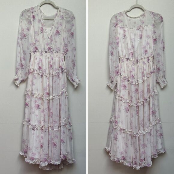 LoveShackFancy Kailo Silk Floral Tiered Maxi Dress - No Size Tag - Picture 4 of 13